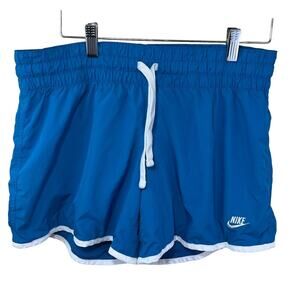 Vtg Nike Blue Shorts Mesh Lined Athletic Medium Sportswear White Women's Elastic